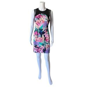SPENSE Womens Size 4 Sleeveless Floral Tropical Print Tank Sheath Career Dress
